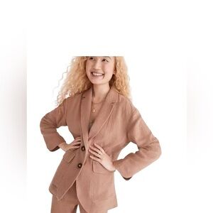Madewell Cotton Linen Relaxed Larsen Blazer Faded Earth Gauzey Shacket sz XL